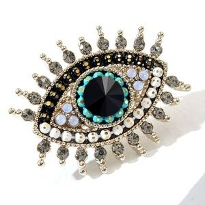 Black Crystal Eye Brooch